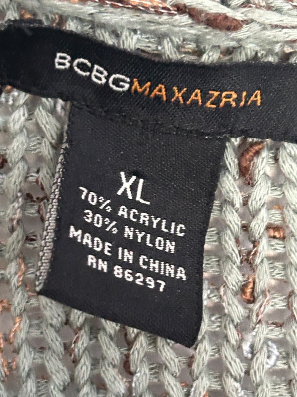 BCBG Maxazria Green Knit Cardigan Embellished Large Buttons - Picture 5 of 6